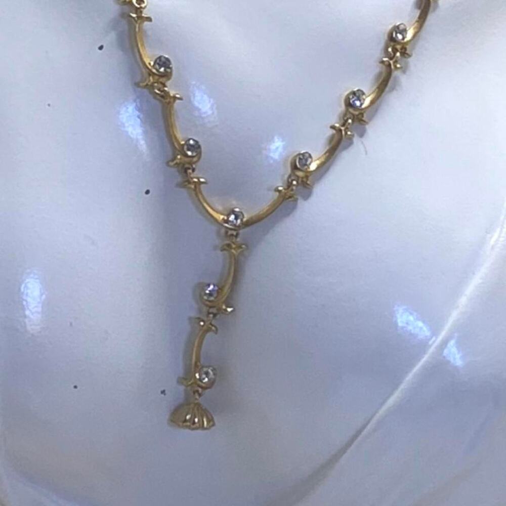 Vintage 2005 Avon Extraordinaire Briolette Vine Necklace GoldTone Crystal Y Drop